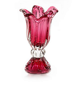 Vaso Petalo com Base em Cristal Murano - São Marcos