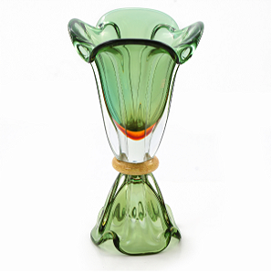 Vaso Spotch com Base em Cristal Murano com Ouro 24K - São Marcos
