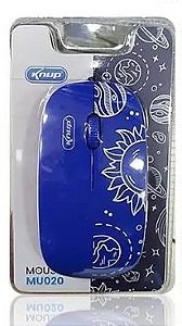 Mouse USB MU020 Fun Knup USB Azul Com Grafismos