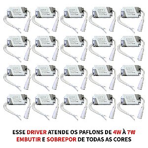 20 Driver Led Reator Fonte Para Plafon 4w A 6w (7w) Bivolt