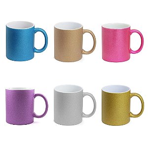 Caneca Glitter Porcelana Para Sublimação Caixa 12 ou 36 Unidades