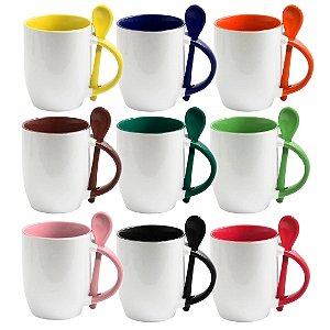 Caneca Com Colher Sublimação Caixa 12 ou 36 Unidades