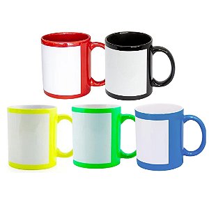 Caneca Com Tarja para Sublimação Caixa 12 ou 36 Unidades