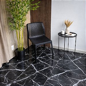 Piso Vinilico Autocolante 45.7cm X 45.7cm Mármore Preto