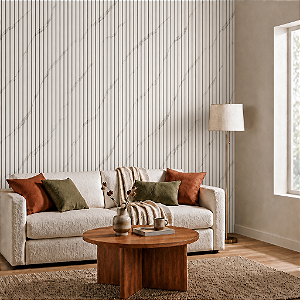Painel Ripado Interno Marmore Branco WPC de 290cm x 16cm (0,464M²)