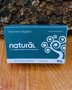 Sabonete Vegetal Natural com Argila Branca e Rosa Mosqueta 80g – Limpeza Suave e Iluminadora