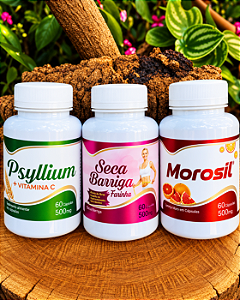 Kit Seca Barriga com Psyllium, Morosil e Seca Barriga Farinha 500mg