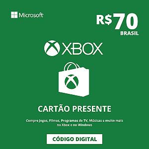 Gift Card Xbox 70 Reais Brasil - Código Digital