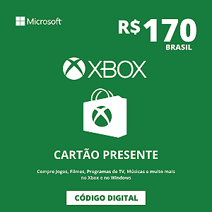 Cartão Presente Xbox 170 Reais Brasil - Código Digital