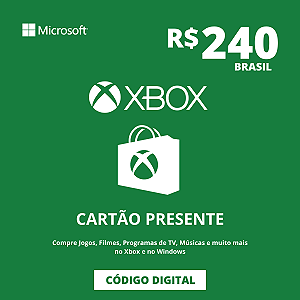 Cartão Presente Xbox 240 Reais Brasil - Código Digital