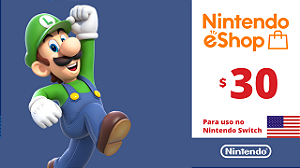 Cartão Nintendo eShop USA 30 Dólares - Código Digital