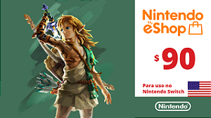 Cartão Nintendo eShop USA 90 Dólares - Código Digital