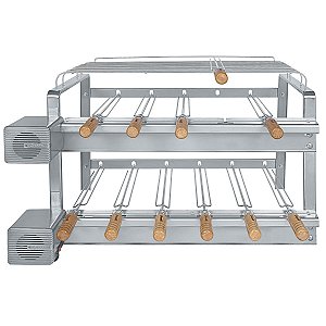 Churrasqueira GIRAGRILL INOX 304 Kit 2011 Inox - 11 Espetos Giratórios + Grelha Auxiliar