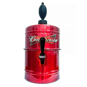 Chopeira Cervejeira Portátil em Almuínio - 5,1 Litros - a Gelo - cor Vermelha BUDWEISER - Torneira Especial tipo Italiana