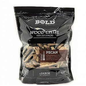 Lascas de Lenha para Defumação de Churrasco "Wood Chips" - Nogueira PECAN 100% Natural - Pacote 1Kg Bold Brasa