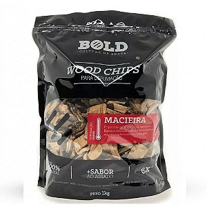 Lascas de Lenha para Defumação de Churrasco "Wood Chips" - MACIEIRA 100% Natural - Pacote 1Kg Bold Brasa