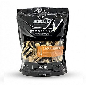 Lascas de Lenha para Defumação de Churrasco "Wood Chips" - LARANJEIRA 100% Natural - Pacote 1Kg Bold Brasa