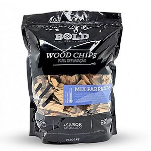 Lascas de Lenha para Defumação de Churrasco "Wood Chips" - MIX PARRILLERO 100% Natural - Pacote 1Kg Bold Brasa