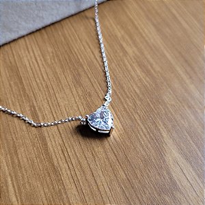 Colar com Coração Zircônia - Prata 925