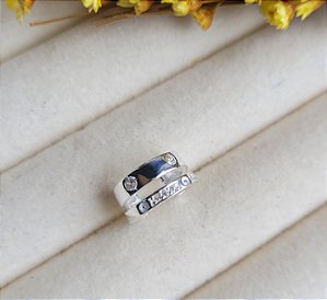 Piercing Fake Zirconia Cravejada - Prata 925