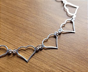 Pulseira de Corações Vazados - Prata 925