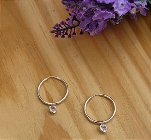 Argola c/Ponto de luz Branco - Prata 925