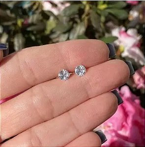 Brinco Zirconia redondo 5mm  - Prata 925