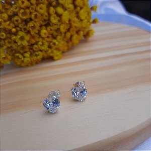 Brinco Zir. Coração 7 mm - Prata 925