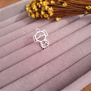Pingente Menina Vazado (M)- Prata 925