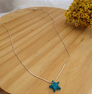 Colar Estrela Azul - Prata 925