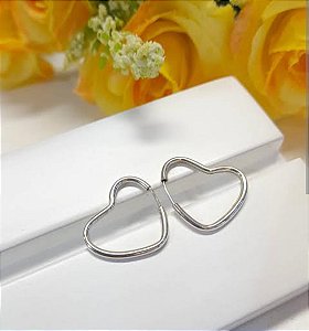 Argola Coração fio fino 1,7 x 1,9 cm - Prata 925