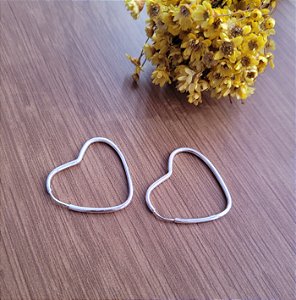 Argola Coração 25mm - Prata 925