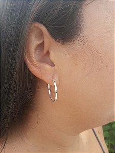 Argola Fio Quadrado 25mm - Prata 925