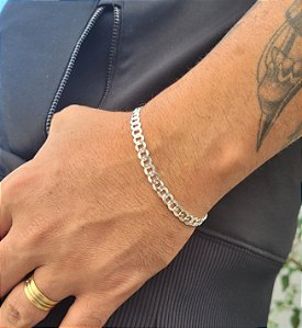 Pulseira masc. elos grumet 5mm - Prata 925