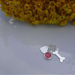 Pingente Love Pet c/ Pedra - Prata 925