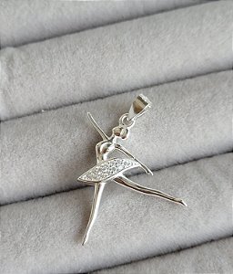 Pingente Bailarina c/ Zirconia - Prata 925