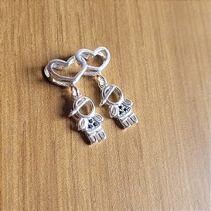 Pingente Coração 2 Meninos Pendurados - Prata 925