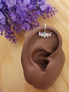 Piercing Fake Zirc. Coloridos - Prata 925