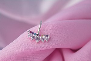 Piercing Fake Zirc. Coloridos - Prata 925