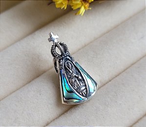Pingente Nossa Senhora Aparecida Abalone - Prata 925