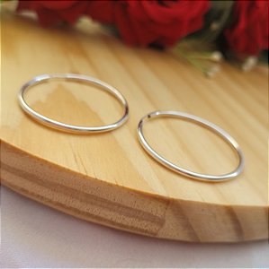 Argola 32 mm Fio Redondo Fino  - Prata 925