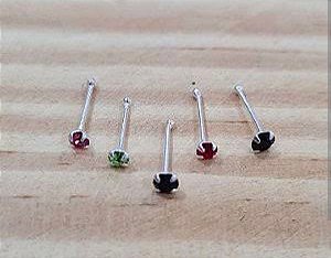 Piercing Tragus / Nariz Ponto de Luz Colorido  - Prata 925