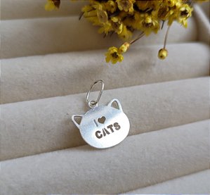 Pingente I Love Cats - Prata 925