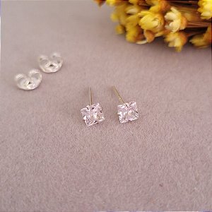 Brinco Zirc. Quadrado 4MM - Prata 925
