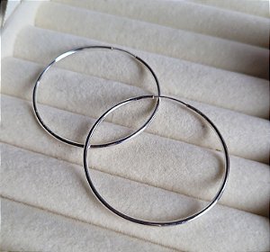 Argola Fio Redondo Fino 42mm - Prata 925