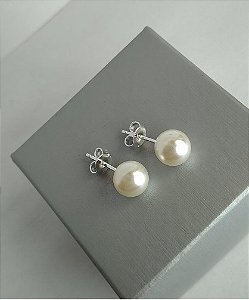 Brinco Pérola 8mm - Prata 925