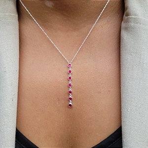 Gargantilha Fúcsia - Pratas 925