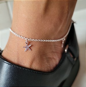 Tornozeleira estrelas do Mar  placa - Prata 925