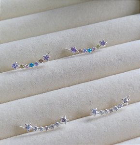 Brinco Ear cuff Cristal - Prata 925