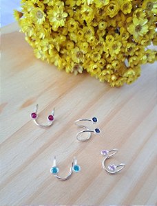 Piercings Fake 2 Fios c/ Zircônias  - Prata 925